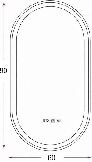 Καθρεφτης Μπανιου Led Αφης Mirrorlux Helios S-4971b Οβαλ 900χ600mm Μαυρος
