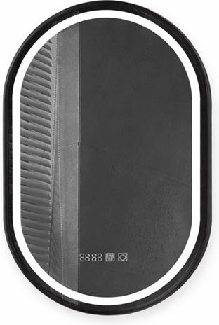 Καθρεφτης Μπανιου Led Αφης Mirrorlux Helios S-4971b Οβαλ 900χ600mm Μαυρος