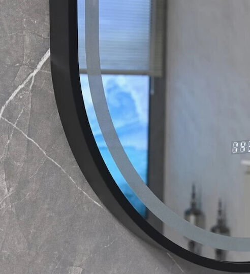 Καθρεφτης Μπανιου Led Αφης Mirrorlux Helios S-4971b Οβαλ 900χ600mm Μαυρος