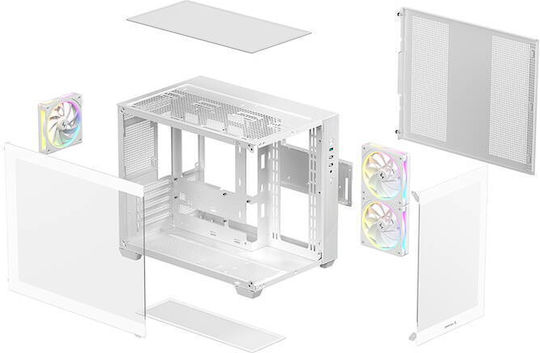 Deepcool CG330 3F Gaming Мини Кула Кутия За Компютър Със Страничен Прозорец И ARGB Осветление Бяла