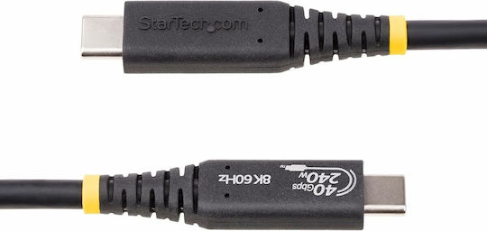 StarTech USB 4 Video Cable USB-C Male - USB-C / DisplayPort 240W PD Silver 0.5m 50C-40G-USB4-CABLE