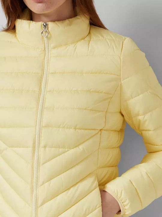 Kurze Damen Puffer Jacke Gelb
