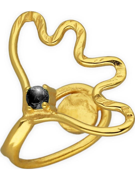 Nose Piercing Feather Turquoise Zircon Handcrafted Gold Plated Silver 925