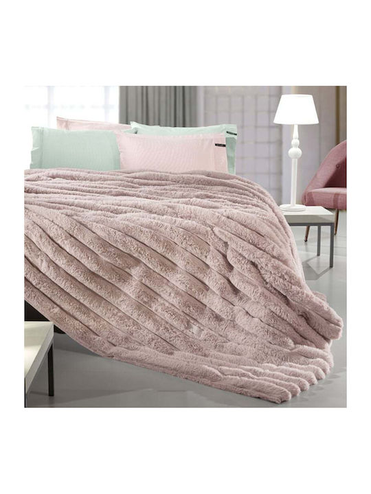 Guy Laroche St.moritz Κουβέρτα Γούνινη King Size 260x240εκ. Old Pink