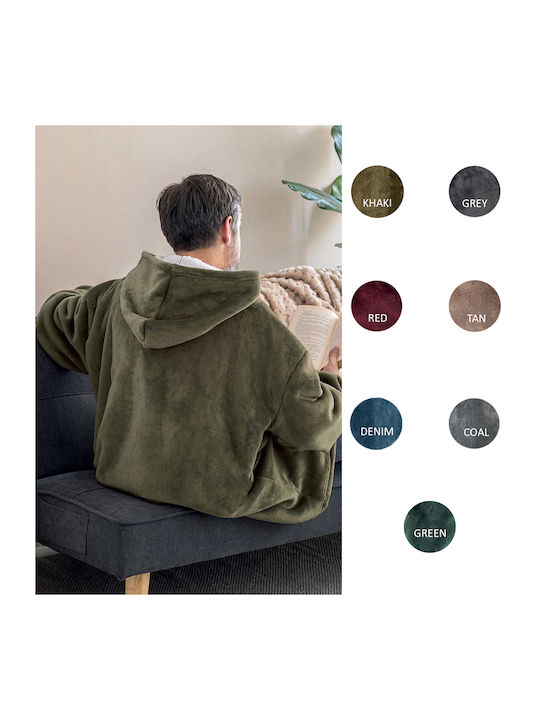 Palamaiki Huhu Κουβέρτα Fleece με Μανίκια 90x100εκ. Khaki