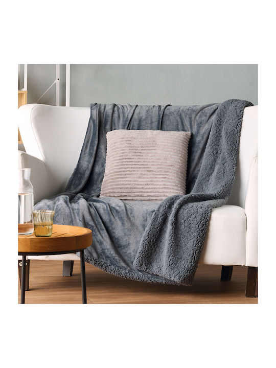 Kentia Stylish Ivanna Κουβέρτα Sherpa Καναπέ 130x170εκ. Γκρι