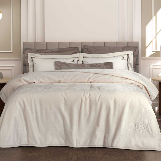 Greenwich Polo Club 3441 Κουβέρτα Βελουτέ Υπέρδιπλη 220x240εκ. Λευκό