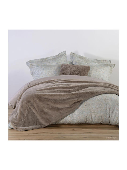 Nef-Nef Homeware Warmer Furry Double Bed Blanket 240x220cm Beige