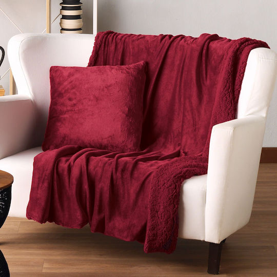 Kentia Stylish Ivanna Κουβέρτα Sherpa Καναπέ 130x170εκ. Κόκκινη