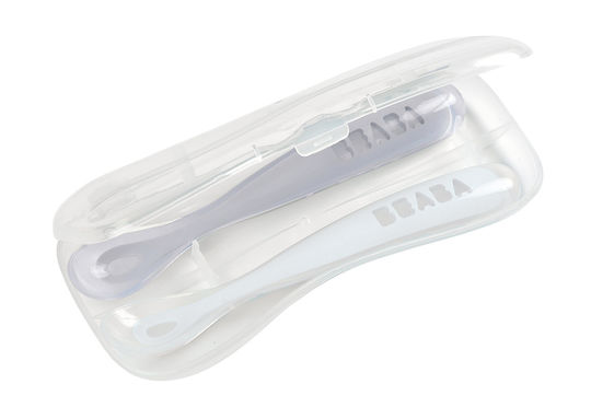 Beaba Baby Set of Spoons 1st Age Silicone with Case Blue 2 Pieces