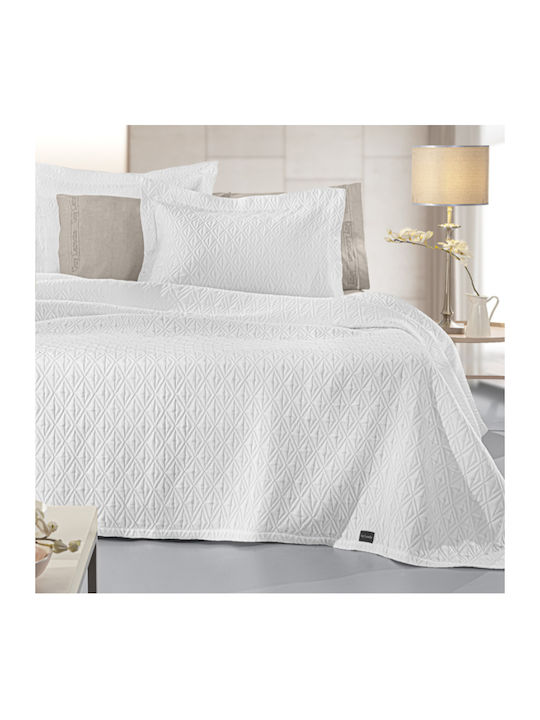 Guy Laroche Oasis Pique Double Blanket 245x260cm White