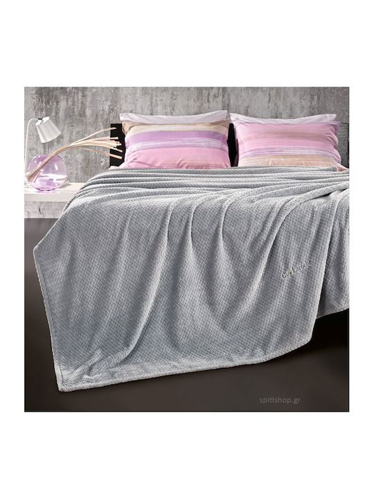 Guy Laroche Rombus Fleece Blanket Double 220x240cm Silver