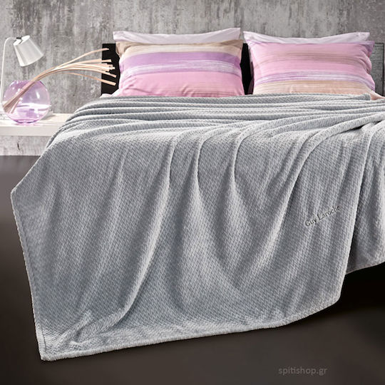 Guy Laroche Rombus Fleece Blanket Double 220x240cm Silver