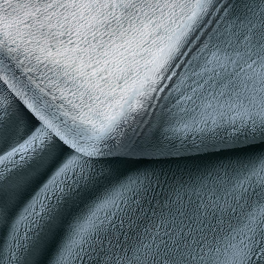 Kentia Yolanda Κουβέρτα Βελουτέ Ημίδιπλη 180x220εκ. Denim