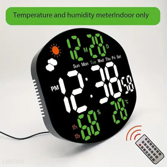 Digital Wall Clock Black