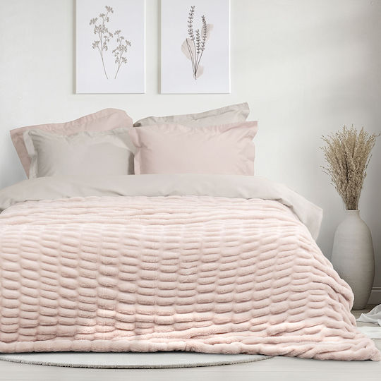 Nima Mossy Κουβέρτα Sherpa Υπέρδιπλη 220x240εκ. Light Pink