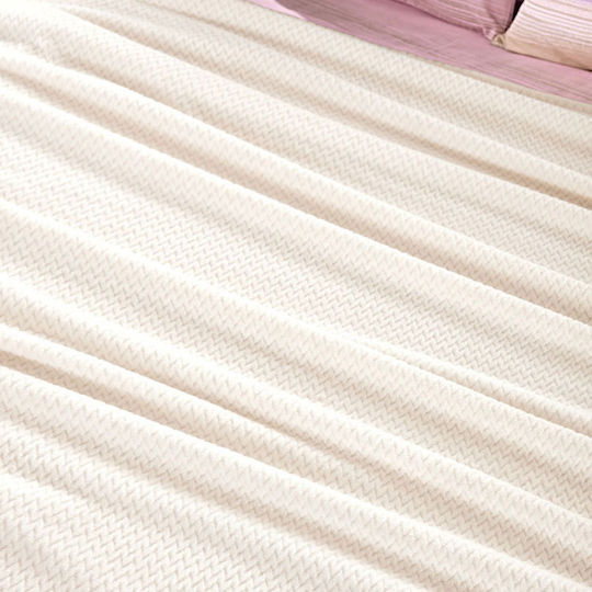 Guy Laroche Rombus Fleece Blanket Single 160x220cm Ecru