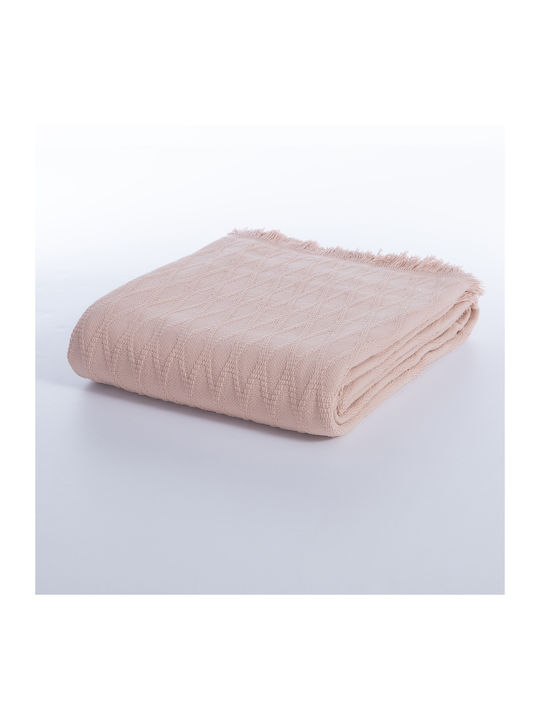 Nef-Nef Homeware Outlast Pique Blanket Double with Fringes 230x240cm Pink