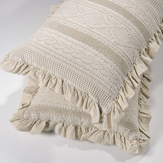 Down Town Home 454 Knitted Blanket Single 170x240cm Beige Border