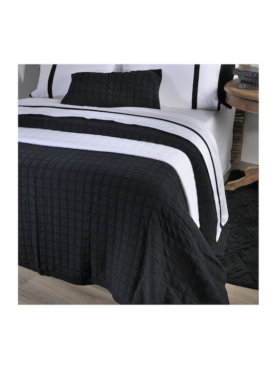 Down Town Home Κουβέρτα Πικέ Υπέρδιπλη 230x260εκ. Black