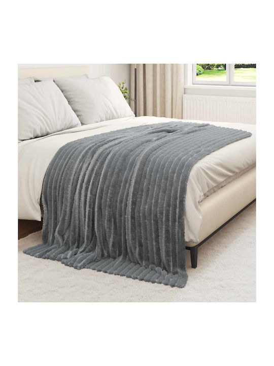 vidaXL Κουβέρτα Fleece Διπλή 200x150εκ. Σκούρο Γκρι 42016830