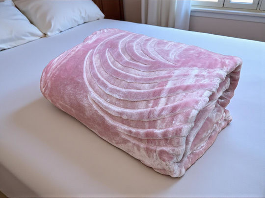 Linea Home Κουβέρτα Βελουτέ Υπέρδιπλη 220x240εκ. Ροζ