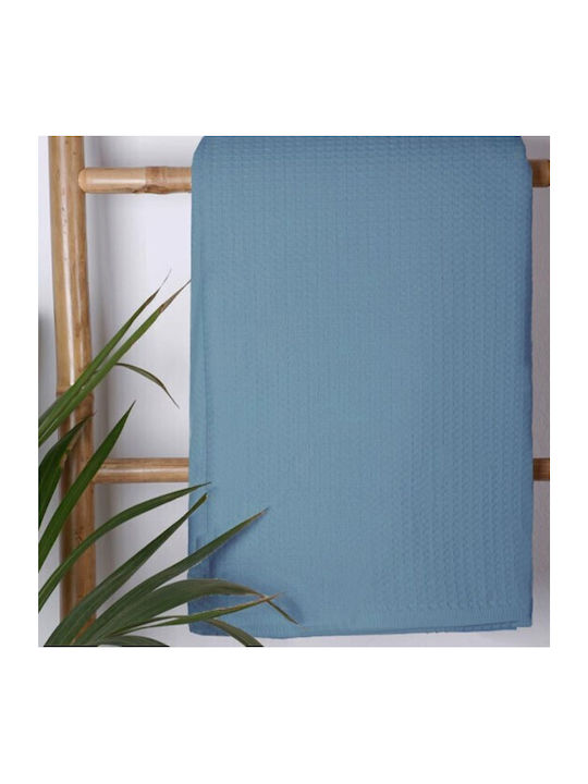 Pique Cotton Blue Single Blanket 165×265 Sunshinehome