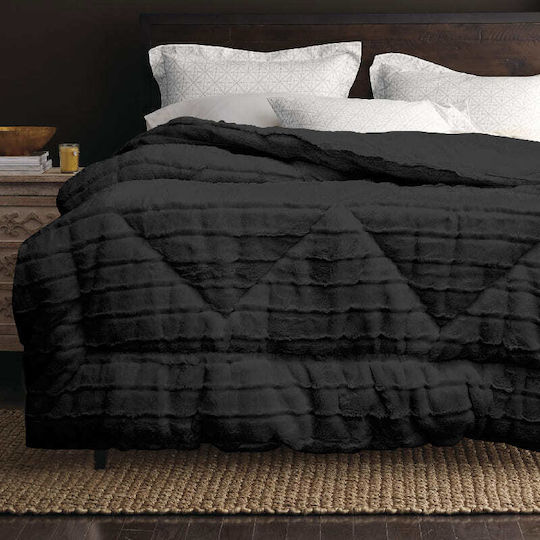 Furry Comforter Double 220x240cm Charcoal