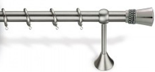 Viobrass Metallisch Vorhangstange 7033 Doppel mit Schiene Φ25mm 300cm Nickel Matte