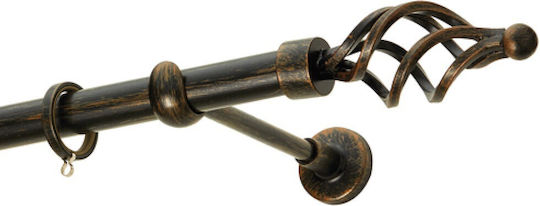 Zogometal Μεταλλικό Κουρτινόξυλο Διπλό με Σιδηρόδρομο Φ25mm 160εκ. Αντικέ Σκουριά