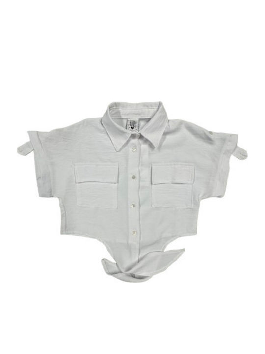 Kids Short-Sleeved White Shirt