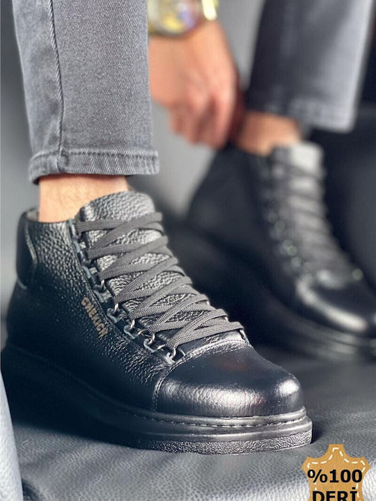 Lässige Herrenstiefel aus Leder in Schwarz