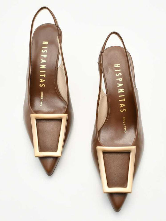 Leather Heels with Medium Heel Brown