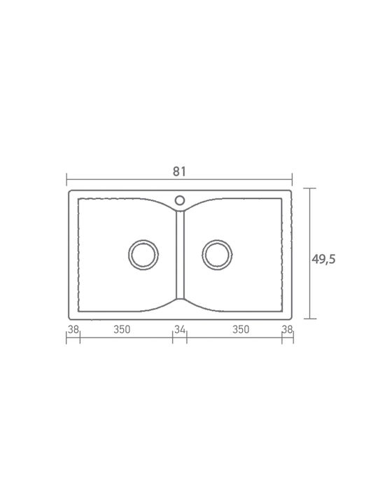 Sanitec Classic Drop-In Kitchen Sink Inox M81xW50cm Granite Taupe