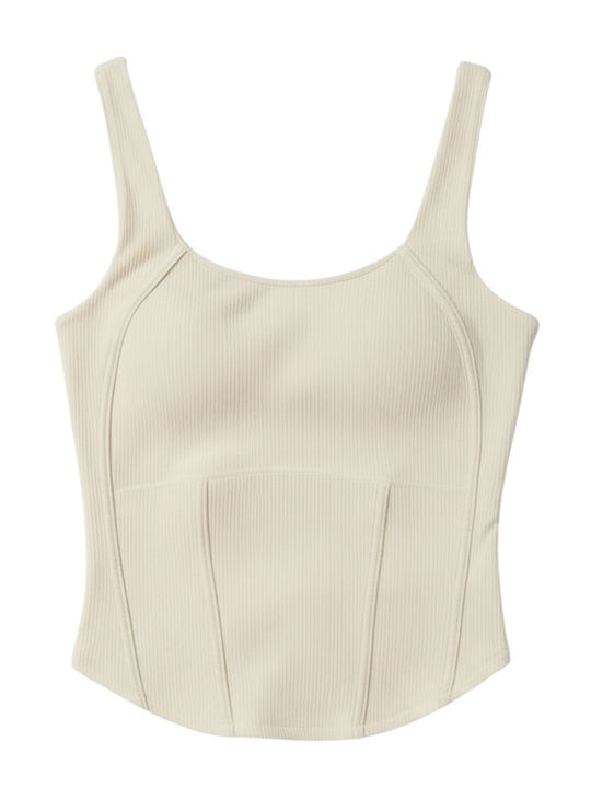 Damen Korsett Bluse Ärmellos Off White