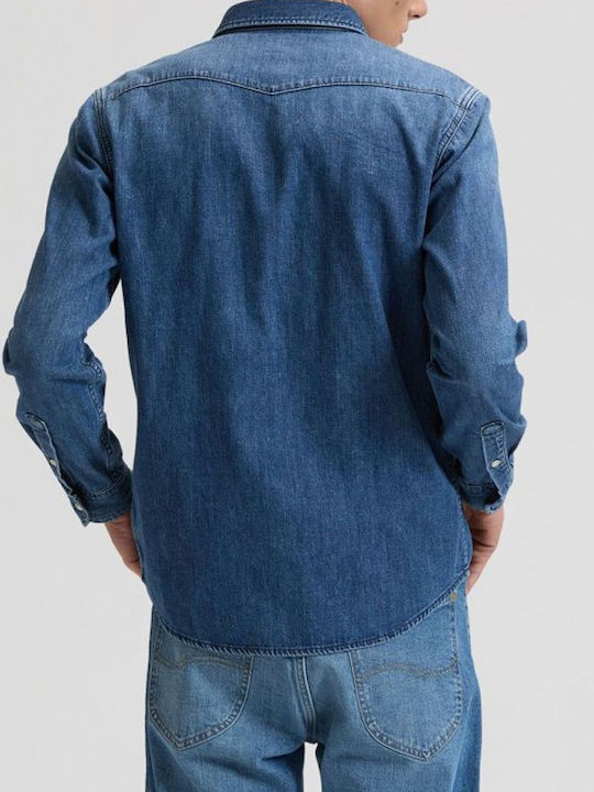 Lee Western Denimblau Herrenhemden Lee Western Denimblau Herrenhemden