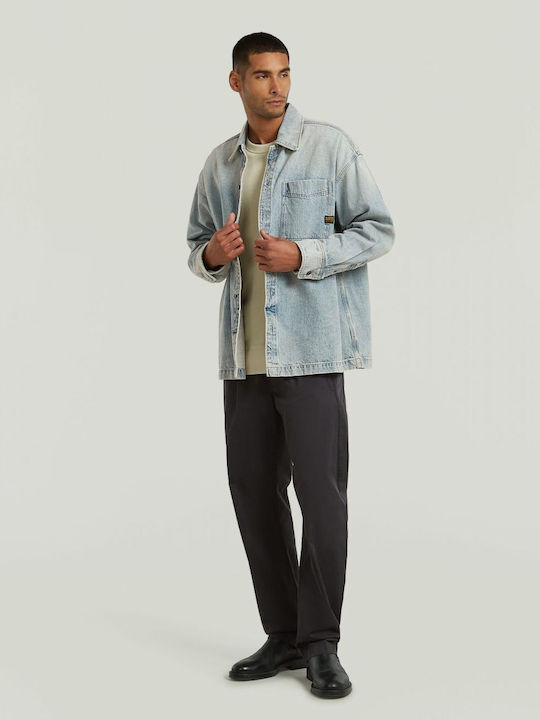 Boxy Fit Langärmelig Overshirt in Breite Linie Blau D23007 E352 H947