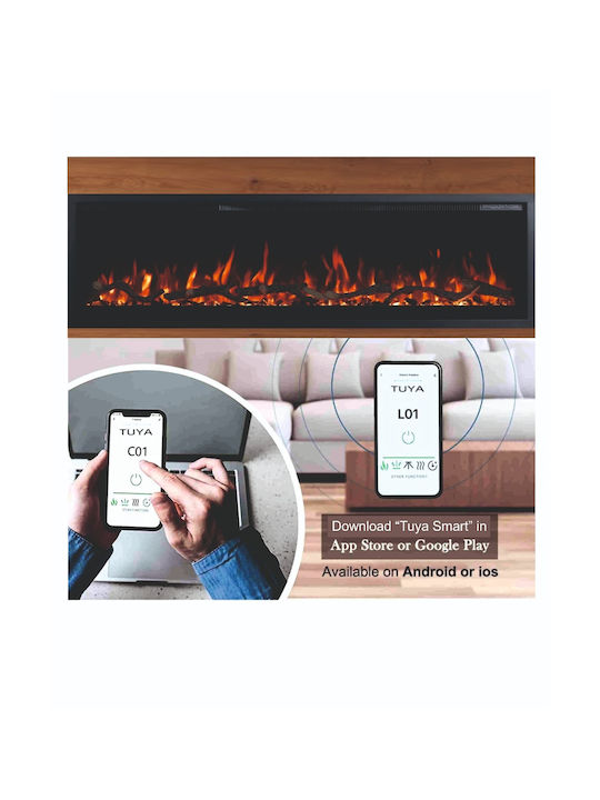 Hitense Notting Hill-60 Wall Mounted Electric Fireplace 1800W 151.6x11.8cm Gray
