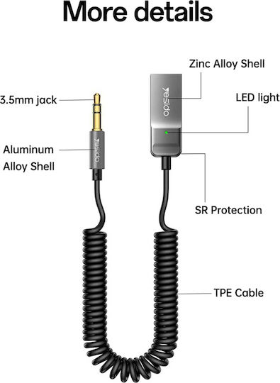 Yesido Bluetooth Αυτοκινήτου για το Ηχοσύστημα (AUX)