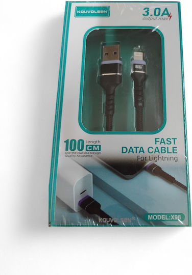 Kouvolsen USB-C to Lightning Cable Μαύρο 1m
