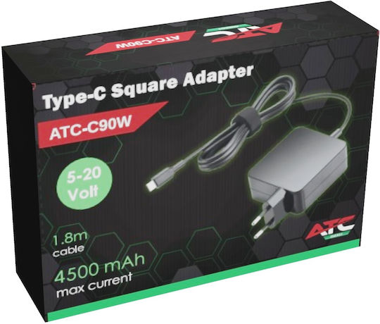 ATC USB-C Universal Φορτιστής Laptop 90W 1.5A και με σετ βυσμάτων
