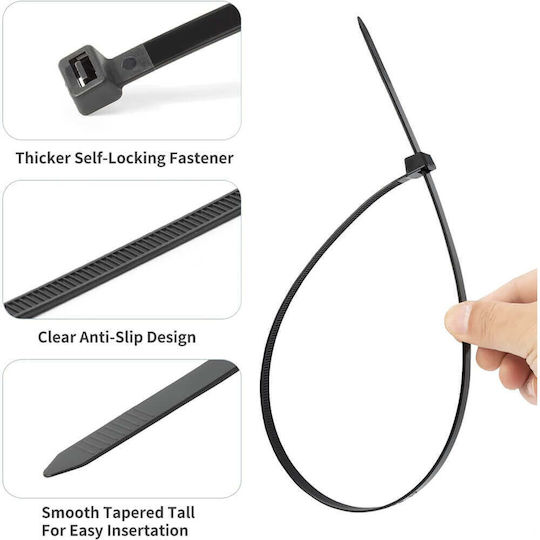 Plastic Cable Ties 10mm in Black Colour (100 pcs) 70-2024-1S