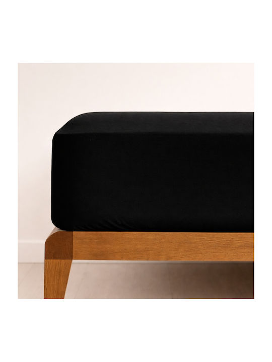 My Home Luxury Sheet Semi Double with Elastic 120x200+30cm. Black