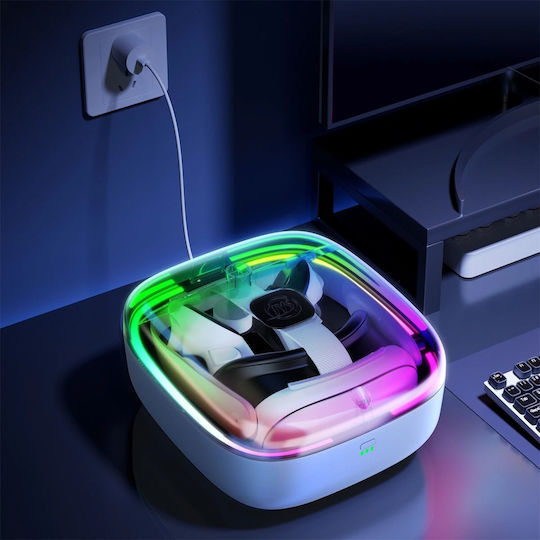 Charging Stand Meta Quest 3/3s RGB Batteries Controllers Jys Mq002 White