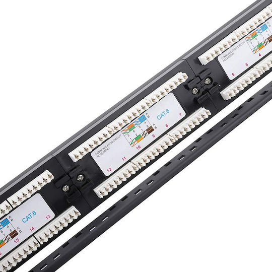Powertech Patch Panel Unshielded για Rack 1U 19" 24 Θυρών cat6 Μαύρο