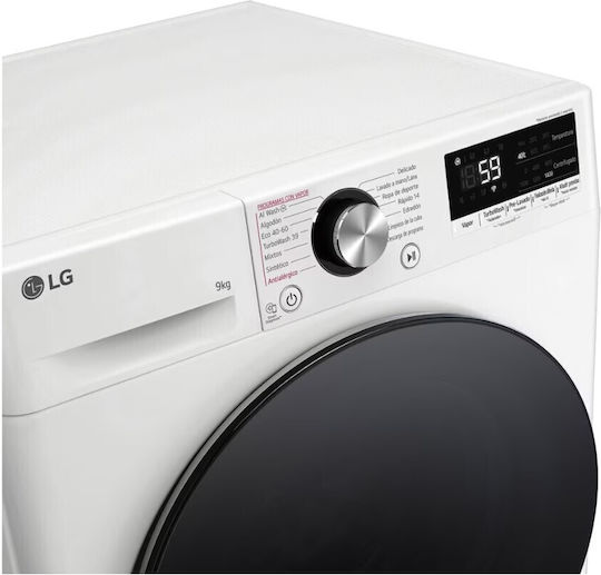 LG Πλυντήριο Ρούχων 9kg με Τεχνολογία Ατμού 1400 Στροφών AI DD F4R7009TSWB