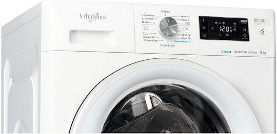 Whirlpool Πλυντήριο Ρούχων 9kg με Τεχνολογία Ατμού 1400 Στροφών 6th Sense FFB 9469 WV EE