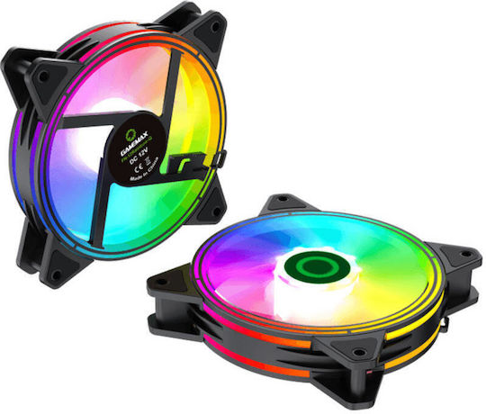 GameMax RQ300 Ventilator Pentru Carcasă 25mm (1100rpm / 45cfm) cu Iluminare ARGB și Conexiune 3-Pin 3 Bucăți