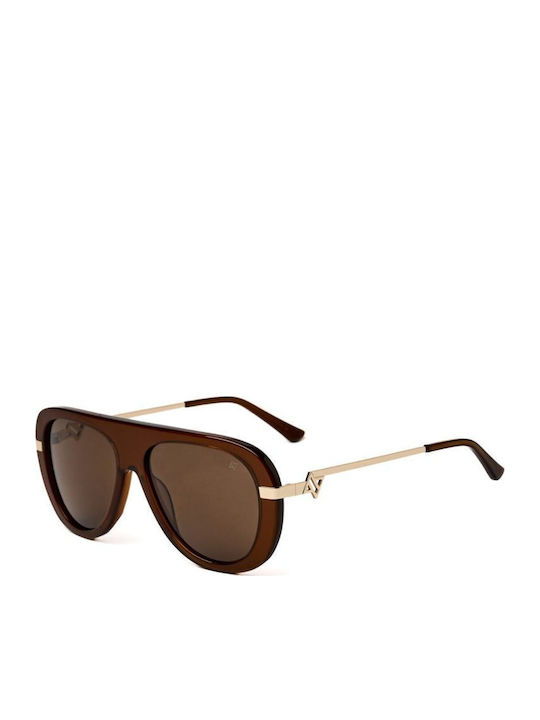 AV Sunglasses Alexia Unisex Sunglasses with Brown Horn-Rimmed Frame and Brown Lens
