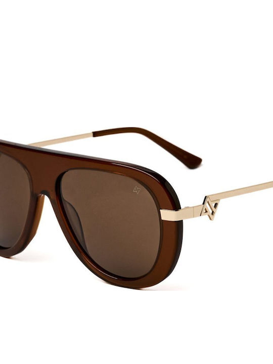 AV Sunglasses Alexia Unisex Sunglasses with Brown Horn-Rimmed Frame and Brown Lens
